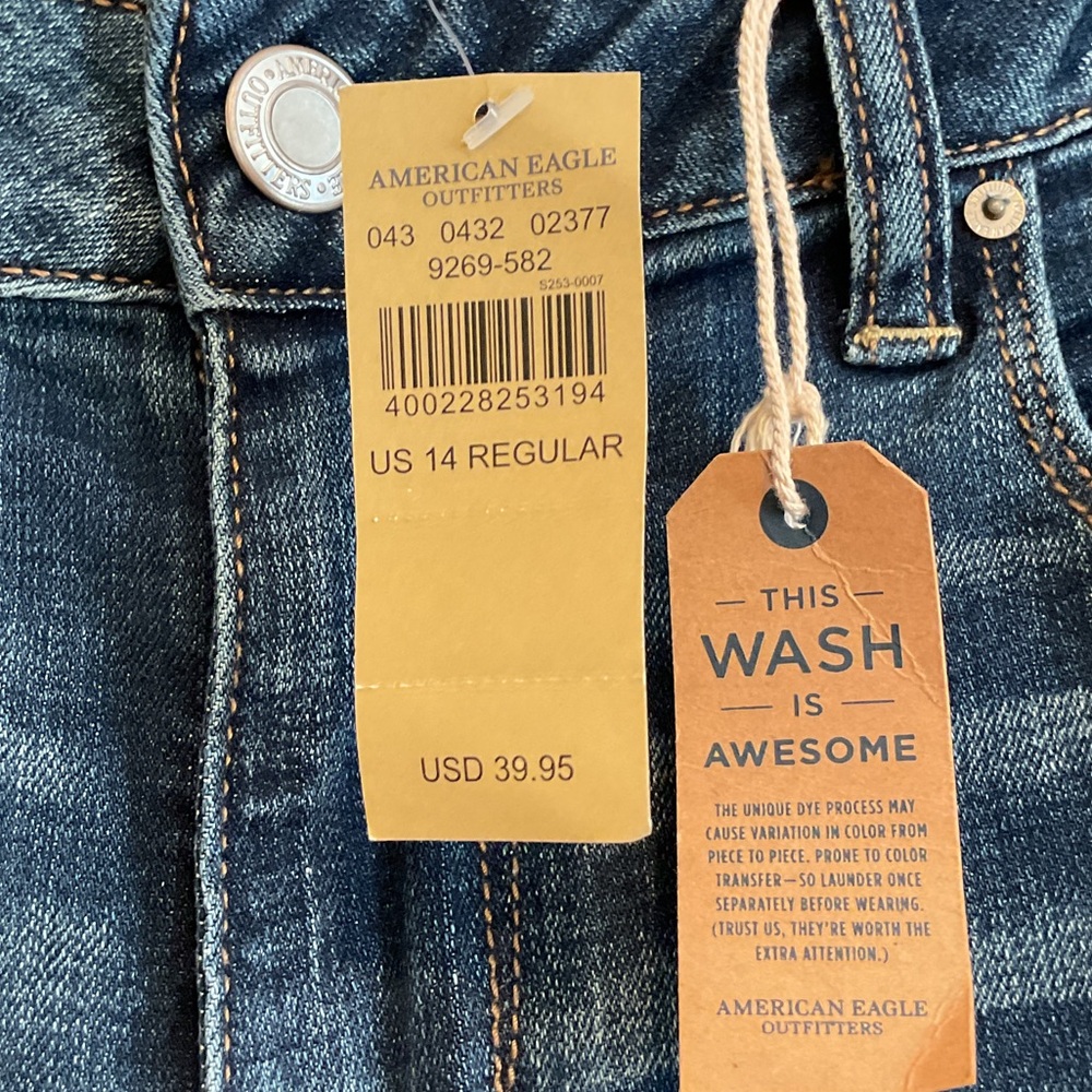 American Eagle Outfitters Dark Blue Straight Leg Jeans - Picture 3 of 3